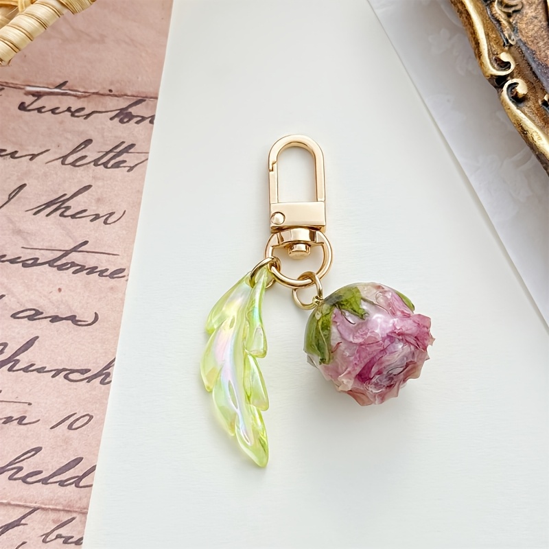 TEMU Portachiavi 1 pz Rosa, Anello Portachiavi, Ciondolo per Borsa , Accessorio per Scatola Auricolari, Accessorio da Donna