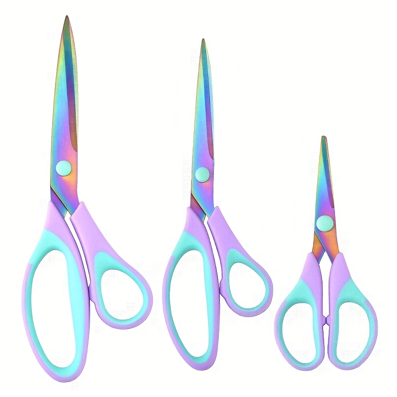 E-shop 3-teiliges Bastelscheren-Set – Edelstahlklingen mit Titanbeschichtung, weiche Gummigriffe, ideal für Büro, Nähen, Kunst & Haushalt