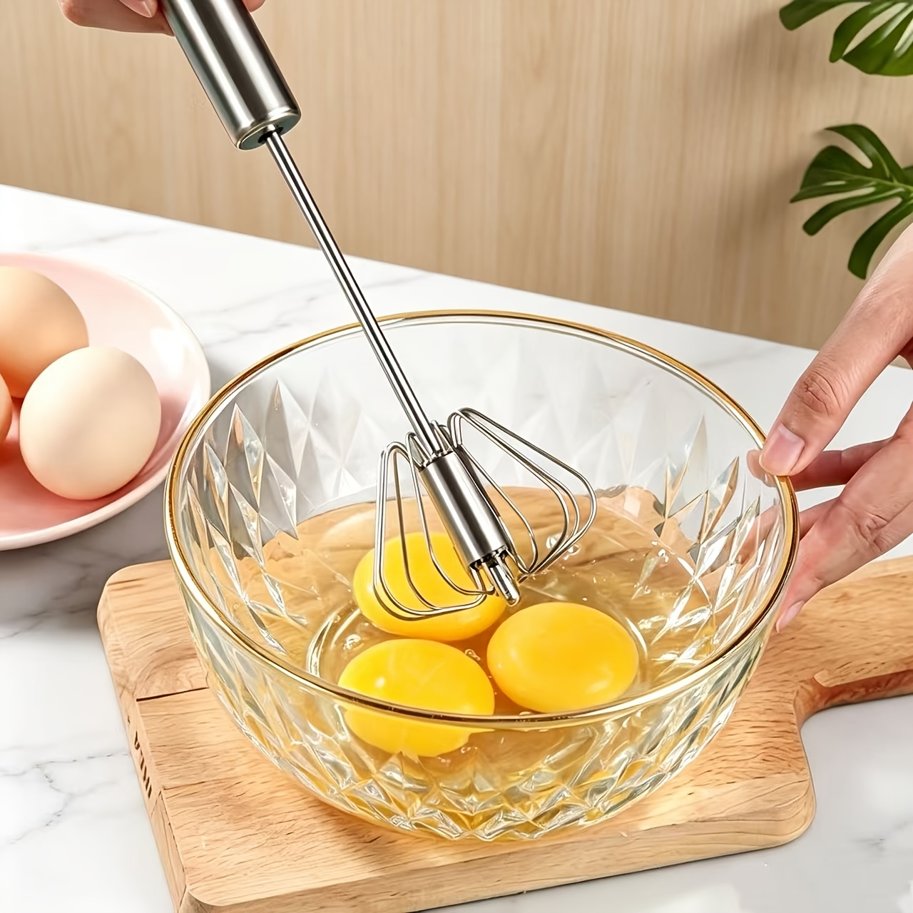 *. Edelstahl Handmixer und Schneebesen - Keine Batterien erforderlich, robustes Metalldesign für einfaches Backen und Kochen * zum Schlagen von Eiern und Mischen von Zutaten, Eierklopfgerät