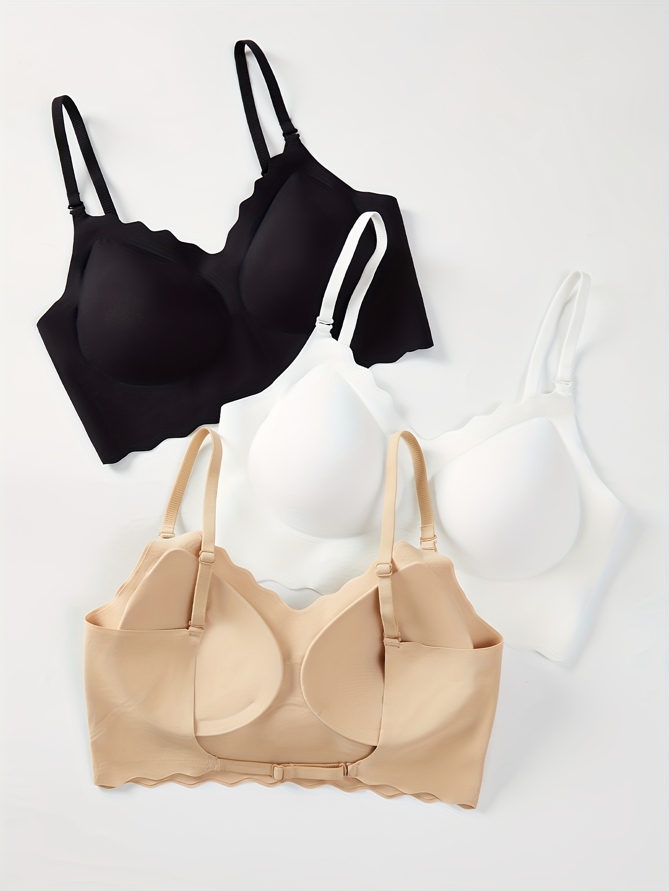 Sexy Fan-Shaped Cross-Front Strapless Bra - Breathable, Comfortable, Removable Pads, Seamless Wireless Design for Adult Daily Wear, Solid Color, Comfortable Support | Scalloped Back Design | Removable Pads Bra | Seamless stronling