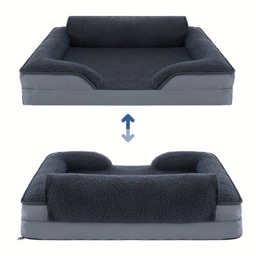 orthopedic dog bed with memory foam pet bed with removable washable cover plush faux fur cover dog crate beds pet bed with zipper cover comfy kennel pad anti slip pet sleeping multiple size suitable for small medium and large dogs