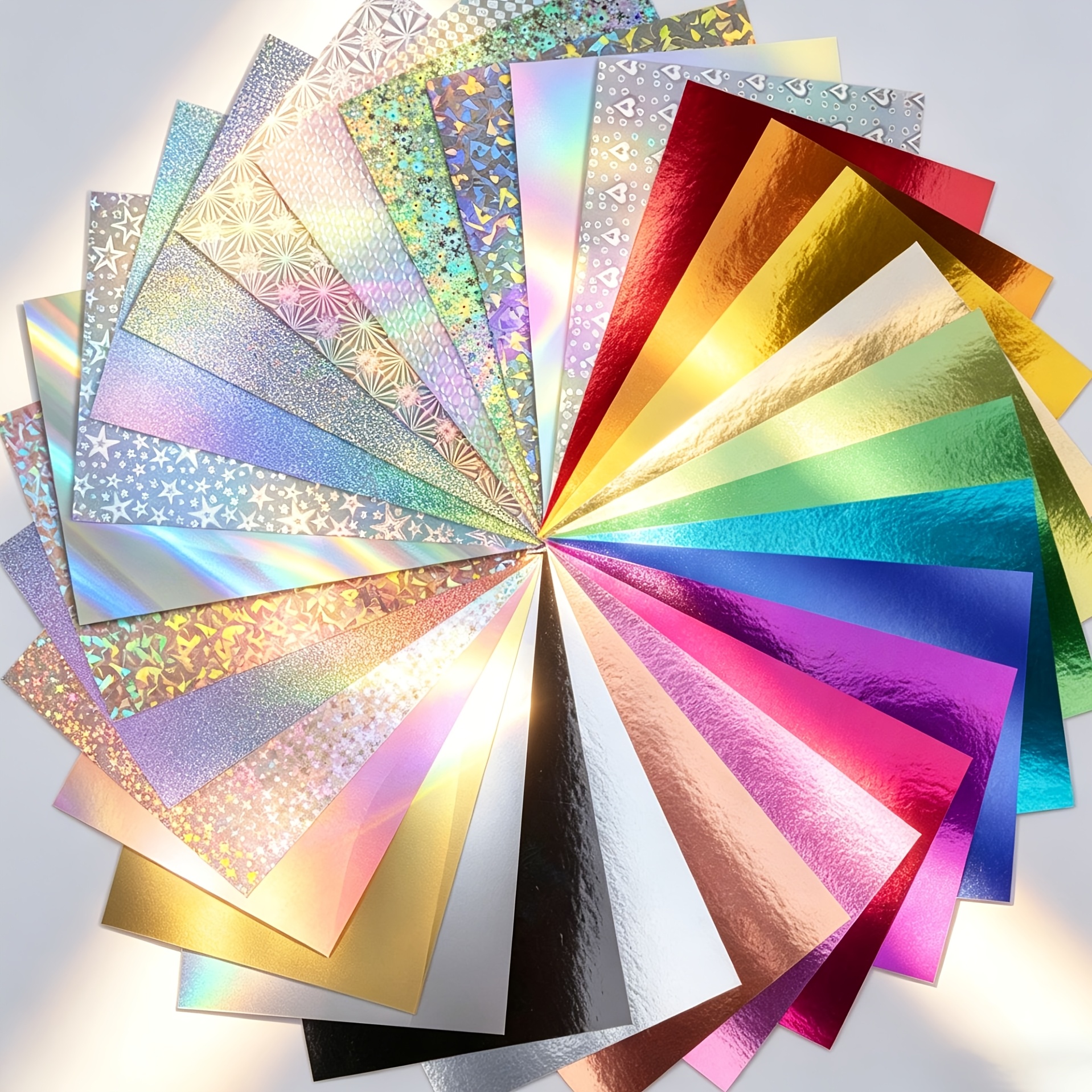 TEMU 12 Sheets Random Assortment A4 Metallic Laser Handmade Cardstock Set, Glitter Shimmer Thick Paper, Starlight Sparkle Texture, Gift Box Packaging