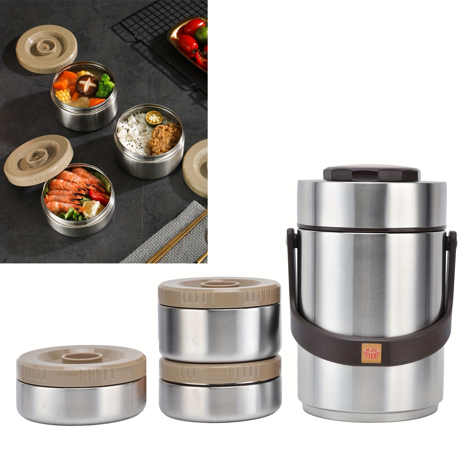 

2l 304 Stainless Steel Vacuum Insulation Lunch Box Portable 3 Layer Vacuum Insulated Barrel