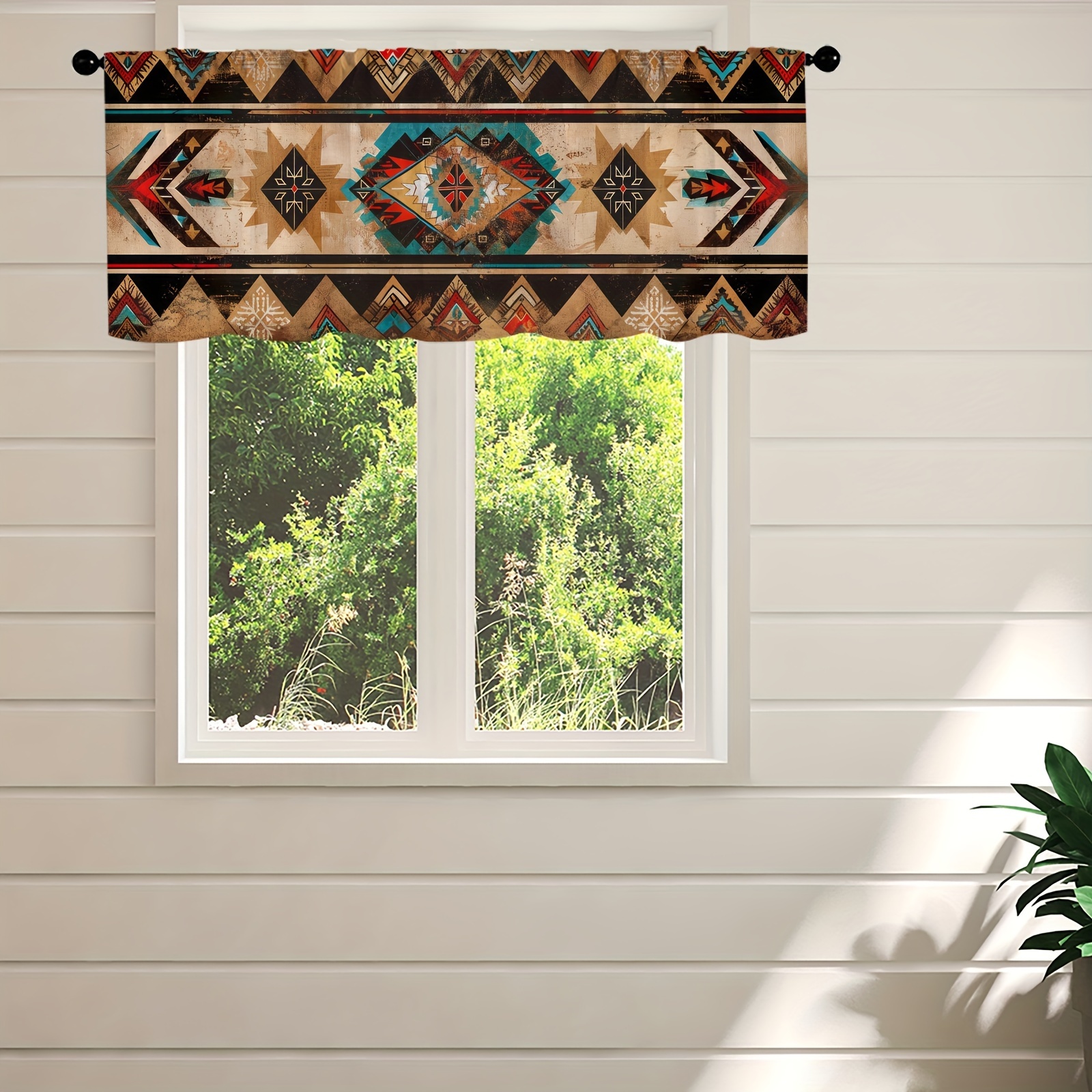 

1pc Valance Curtain Pattern Cafe Curtain, Rod Pocket Valance Kitchen Curtain Semi Office Room Study, Room Decor Home