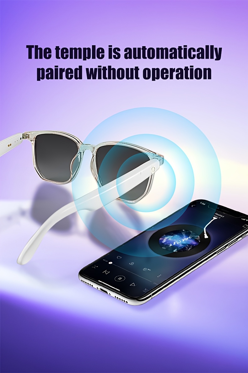 2025 wireless smart glasses auto dimming lens touch control built in microphone high resolution audio wireless rechargeable battery great for office outdoors sports driving music hands free phone ideal holiday gift Product details 6