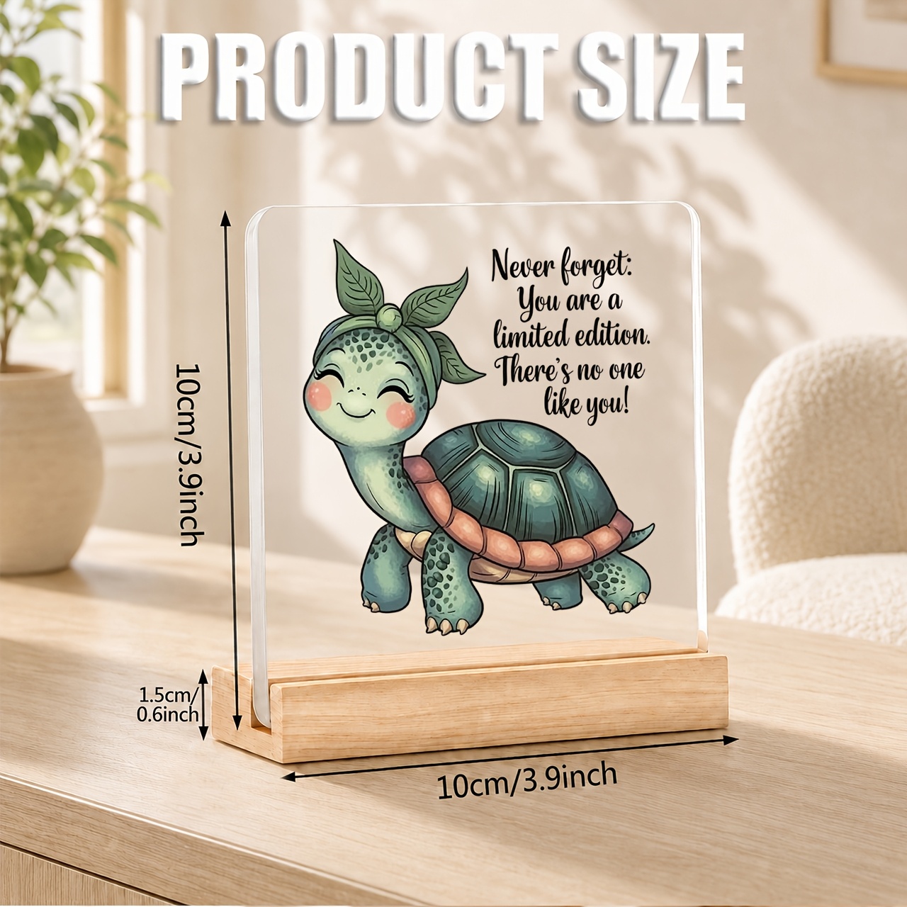 TEMU 2d Flat, 1pc Acrylic Desktop Decorative Standee, Cartoon With Leaf Ornament, " You Are A Edition" Holiday Decorative Ornament, Desktop
