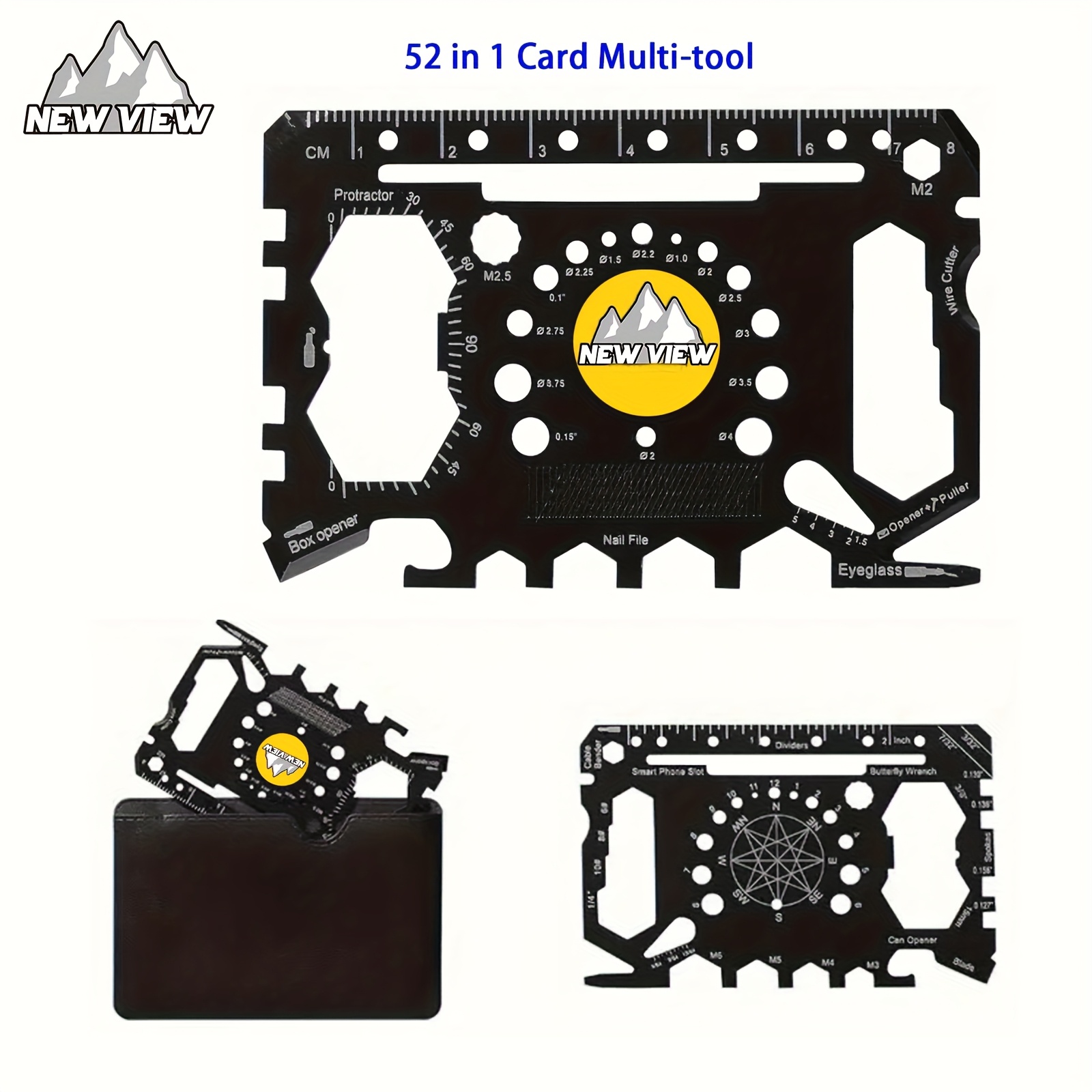 52 In 1 Slim Minimalist Wallet Tool Card, Credit Card Size Multitool, Wallet Engineering Ruler Scale, Multitool Card Pocket Tool (wrench, Screwdrivers, Ruler & More)