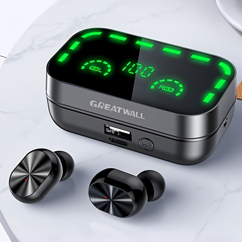 

New Mirror Wireless Earphones, Led Digital Display Power Hifi Sound Quality, With Charging Box And Emergency Light, The Best Choice For Daily Life