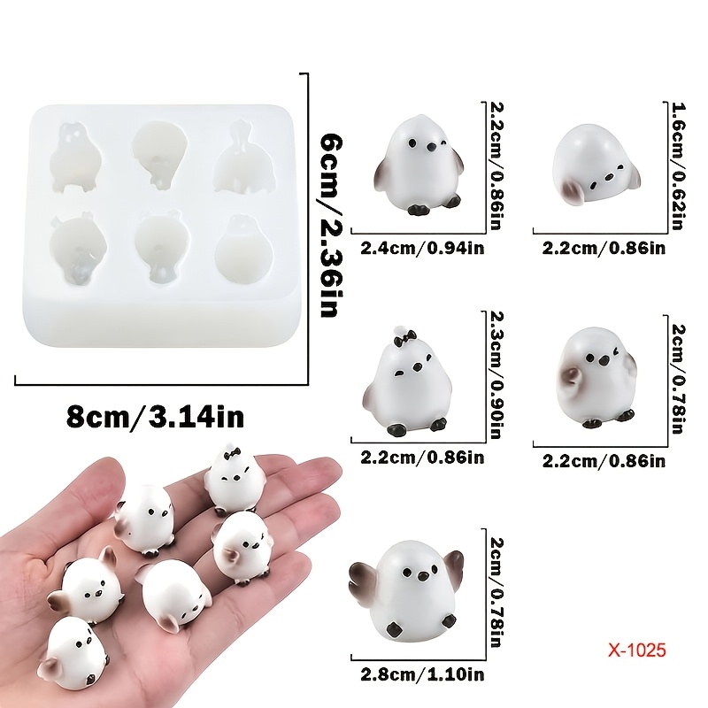TEMU Single Silicone Mold Suitable For Polymer Clay & Resin - Bird & Miniature Landscape Molds With Detailed Garden Patterns, Diy Craft Tool For