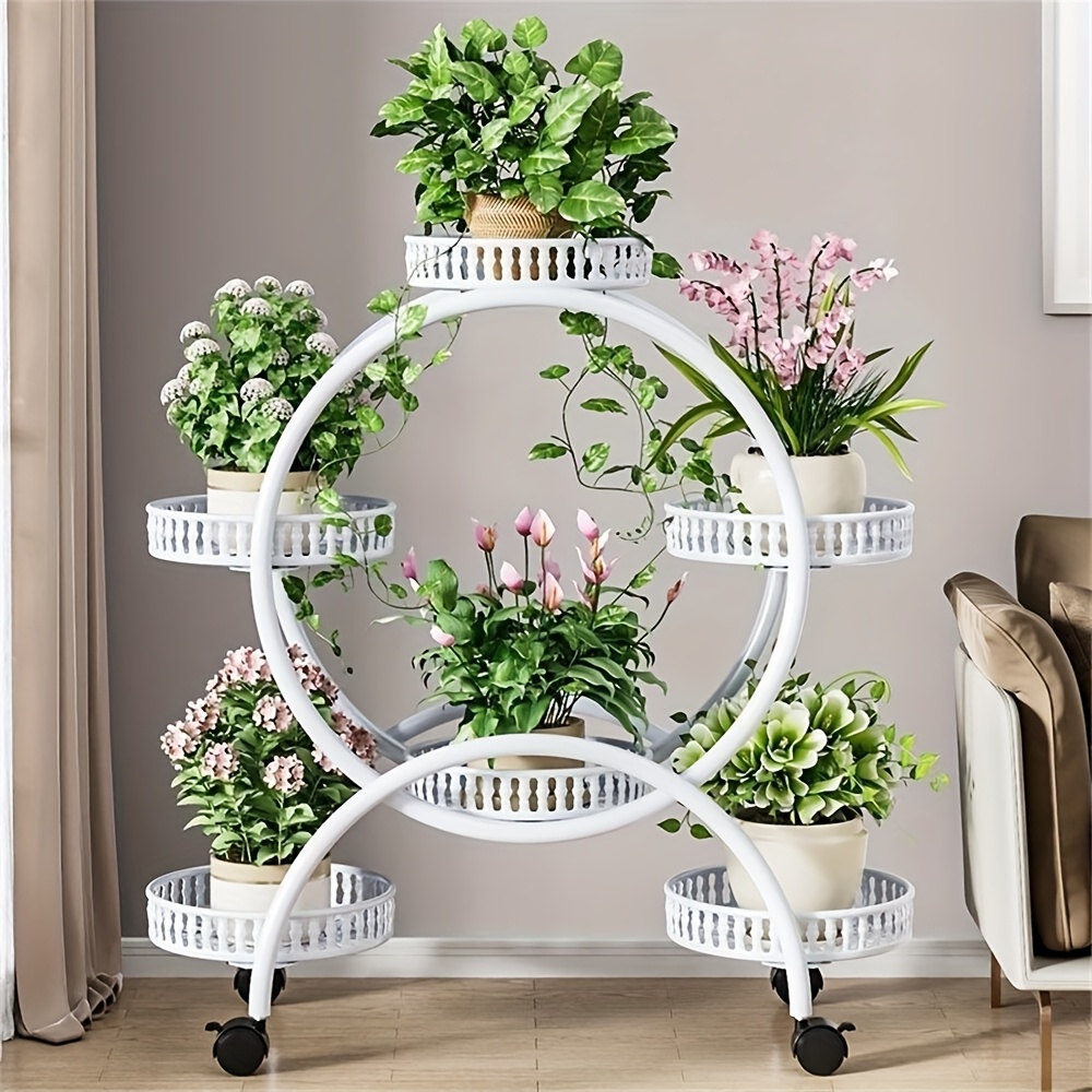 TEMU Gran Estante Metálico para Macetas con Ruedas, Soporte para Plantas y Suculentas de Jardín Grande
