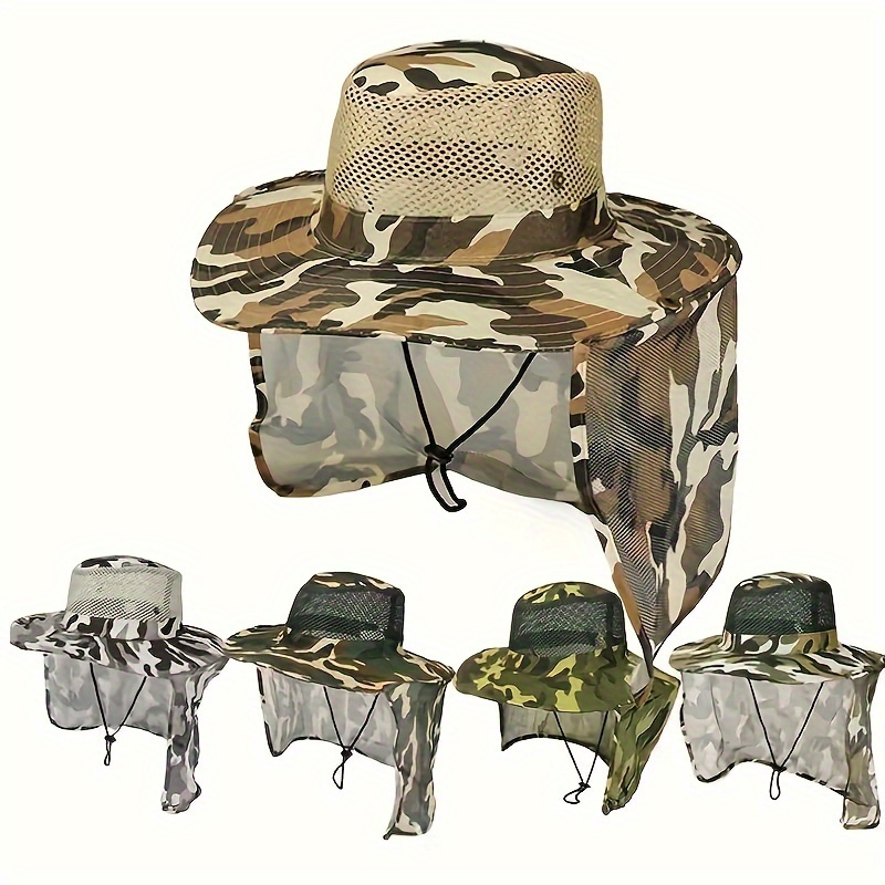 Outdoor Fishing Hat Wide Brim Sun Hat Neck Flap Uv - Temu