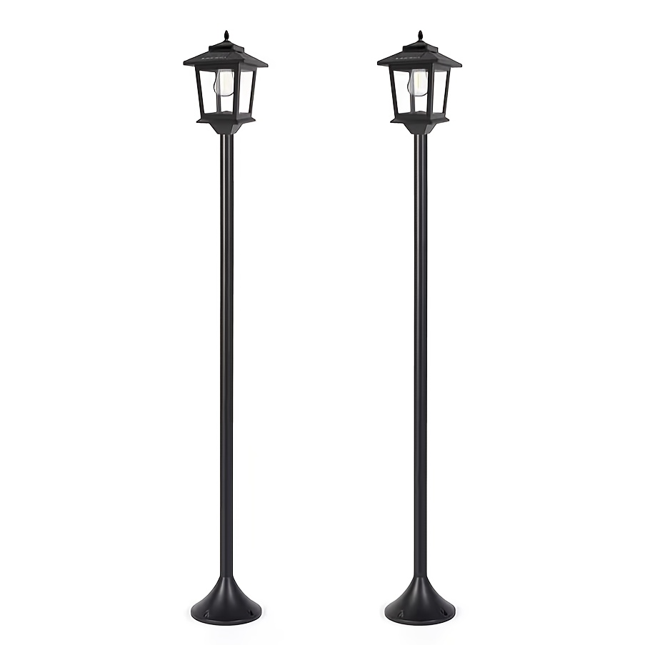 TEMU 2pcs Aluminum Alloy Solar Lamps, Outdoor And Rainproof Floor Lamps Set, Suitable For Gardens, Courtyards, , Warm Light Solar Lamps For Home