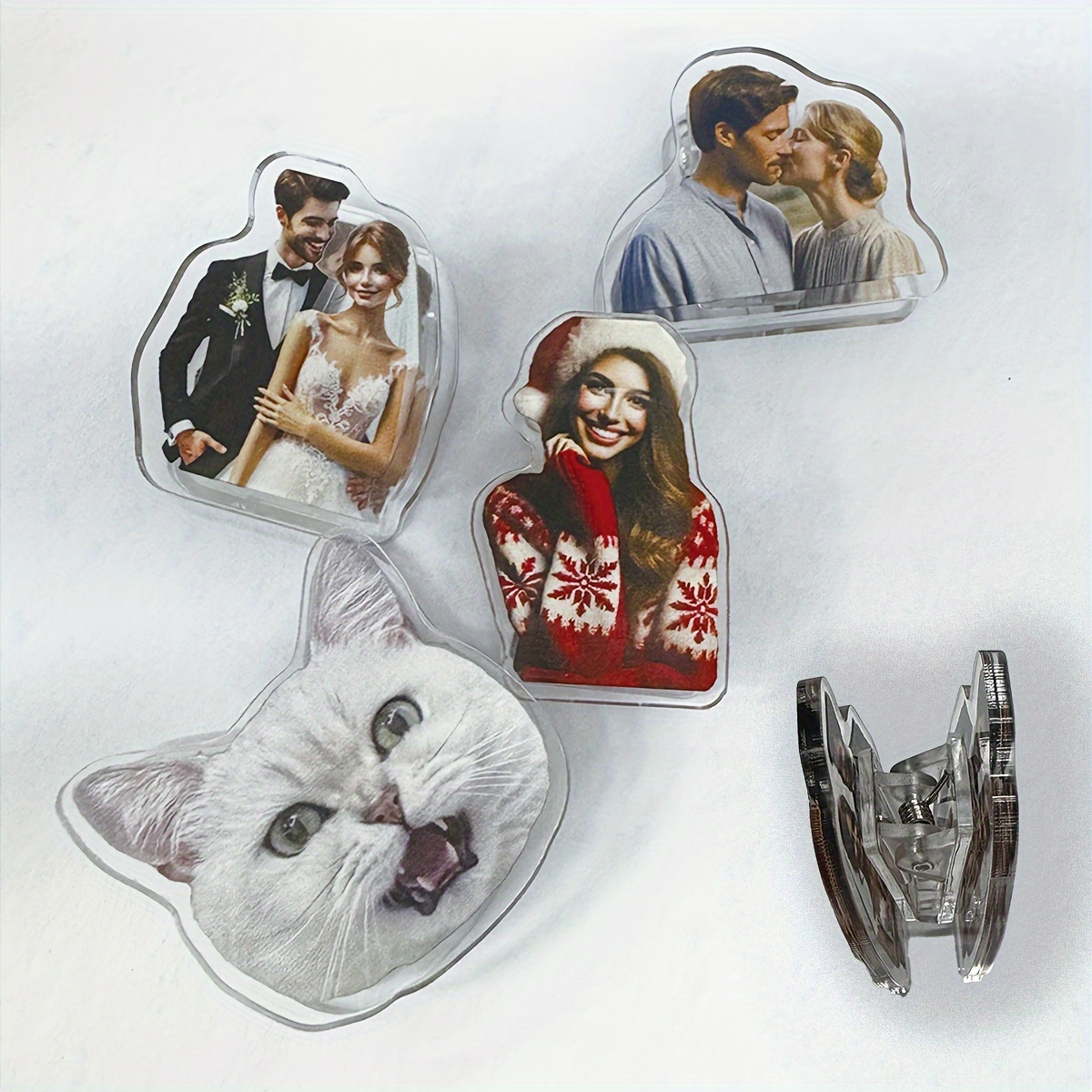 

Custom Photo Acrylic Clips: Personalized Note Holders - Family, Friends, Lovers, And Pets - Diy Seals - Multi- Use - Acrylic - No Power Required