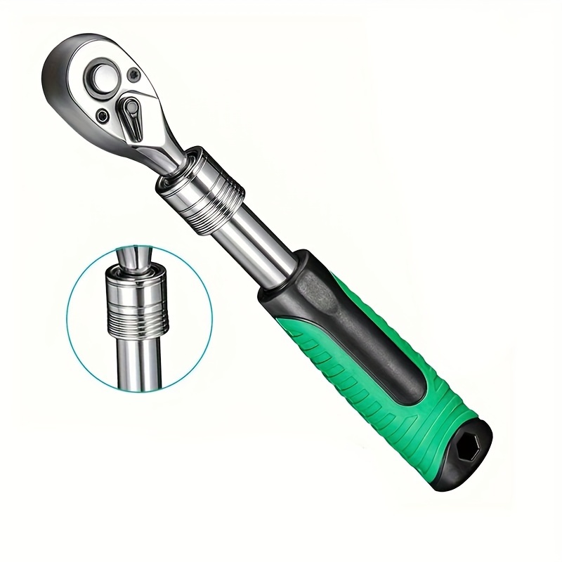 

1pc 72-tooth Extendable Ratchet Socket -release Reversible Mechanism, Steel Construction - Ideal For Industrial Use, Extendable Handle, Ratchet Socket, ,