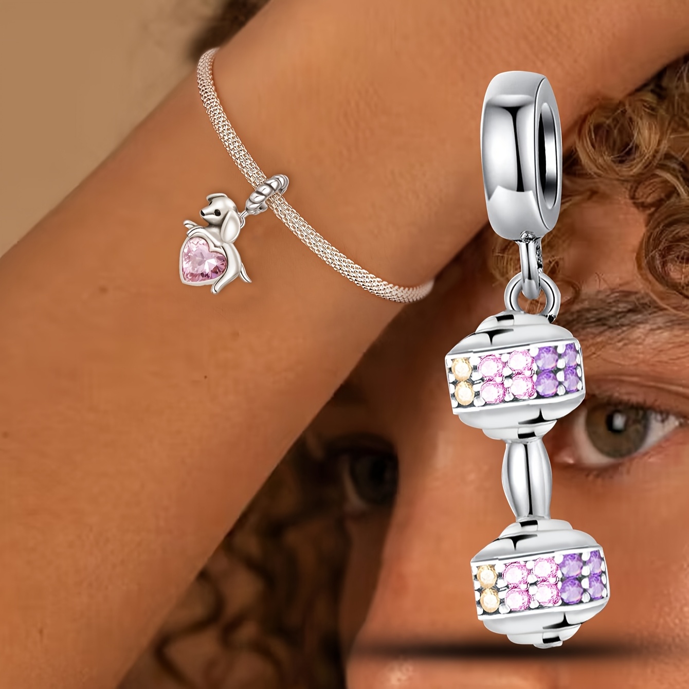Silver Plated Dumbbell DIY Accessory Pendant Set