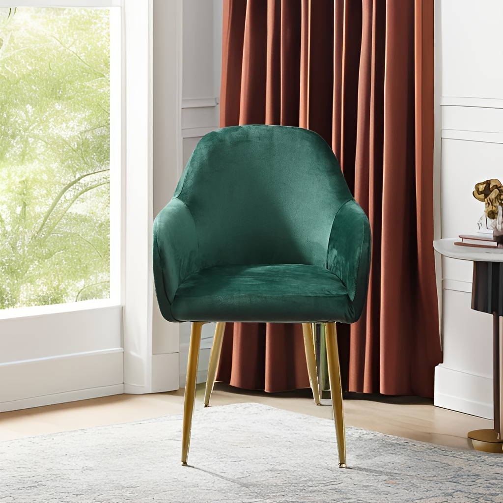 

Plain Color Stretch Velvet Chair Slipcovers: Curved Dining Chair Cover For Home Decor - Contemporary Style, Machine Washable, No Embellishments, Fabric Protection, Closure, 100% Polyester, 200-250g