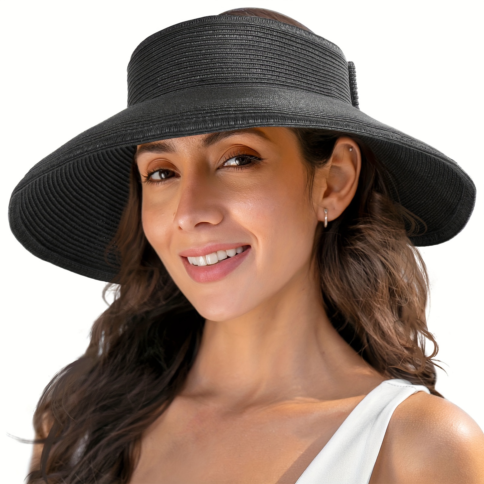 Visière Réversible Queue De Cheval Visière Pare-soleil Réversible Pour Queue De Cheval - Protection UV Avec Bord Large Réglable Chapeau Pliable été