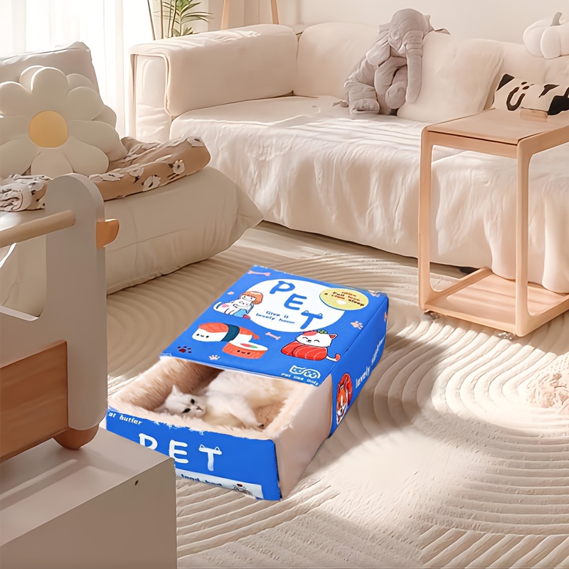 rectangular fully enclosed cat bed with snack     cozy pet bed for cats durable polyester removable washable perfect thanksgiving christmas gift for   cat bed for indoor cats   decor soft texture cover Product details 8