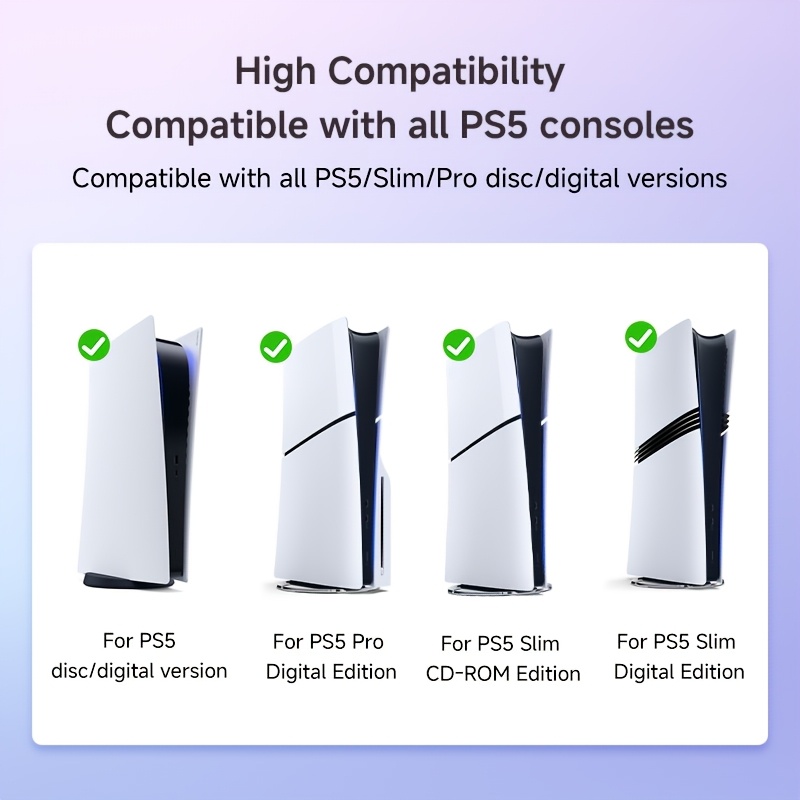 Koel- en Oplaaddock voor PS5/Slim, Met Turbine Koelontwerp, RGB Sfeerverlichting, Meerdere Intelligente Oplaadbeveiligingen, LED Oplaadindicator, Draadloze Controller Oplaaddock voor Dubbele Controllers, Hoofdtelefoonstandaard en Andere PS5 Accessoires