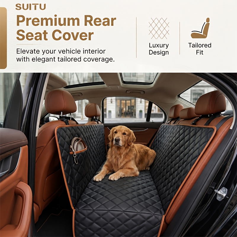 TEMU Suitu Thick Oxford Car Pet Back Seat Cover, Wear-resistant Anti-slip Rear Seat Protector For People & Pets, Heavy-duty Dog Mat Fits Sedans, Suvs