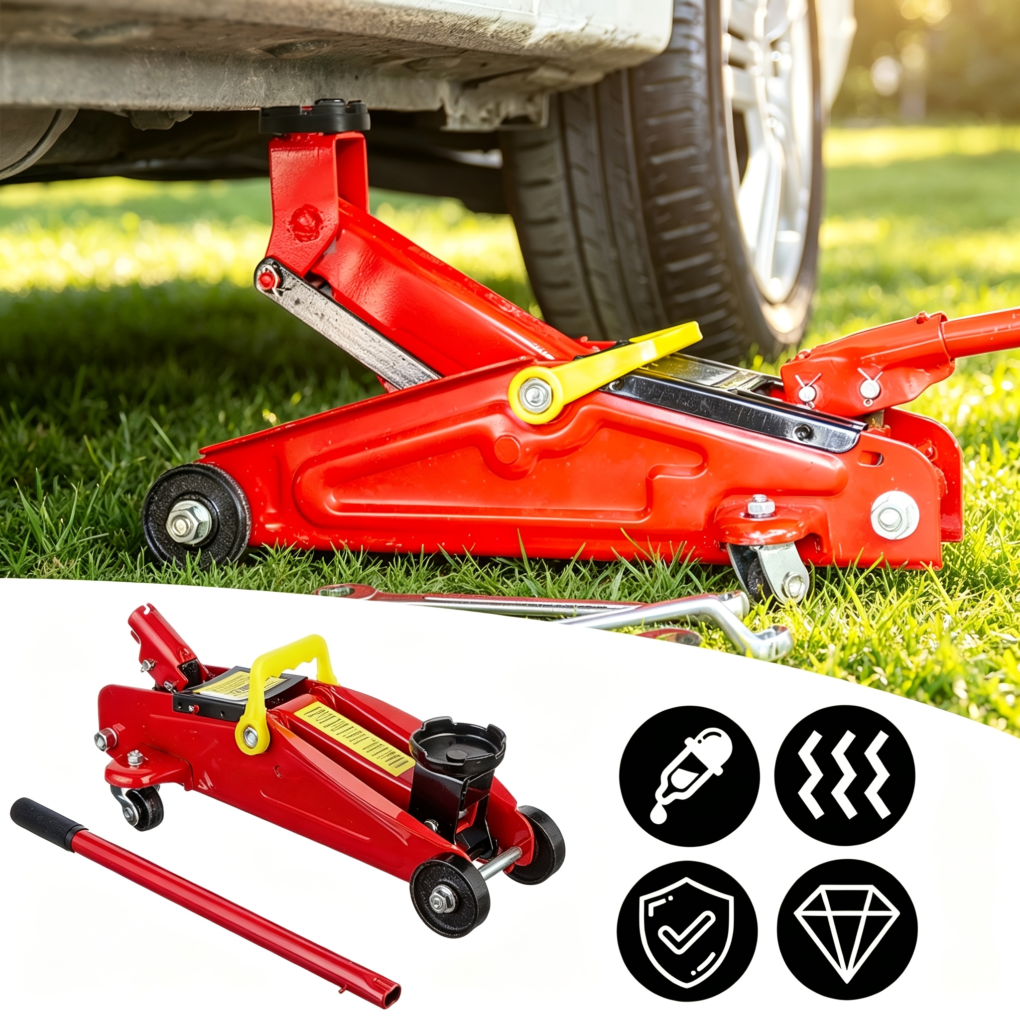 Image of Hydraulic Trolley Jack, Load Capacity Of 2 Metric , Stroke Of 135-280 Millimeters; Dual-cylinder 2-metric-ton Trolley Jack; Flat-bottomed Hydraulic Trolley Jack Suitable For Suvs And Modified Low-