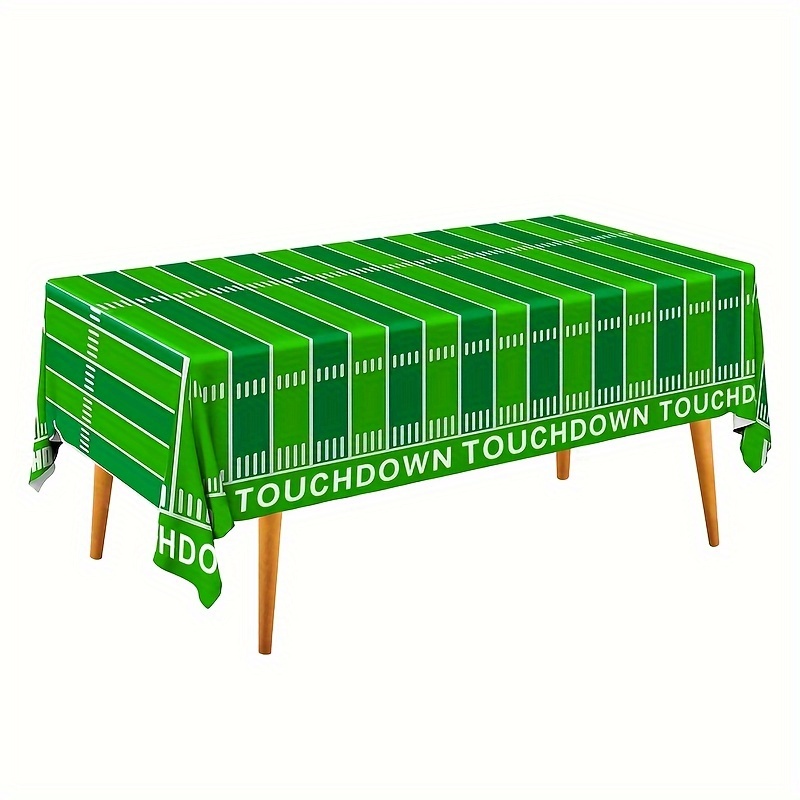 3-Pack Football Field Tablecloths - Disposable Plastic Party Decor For Rectangle Tables (54x108")