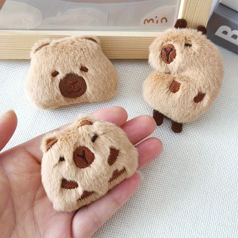 

1pc Cute Animal Plush Capybara Brooch For Men, Soft Badge For Clothes Backpack