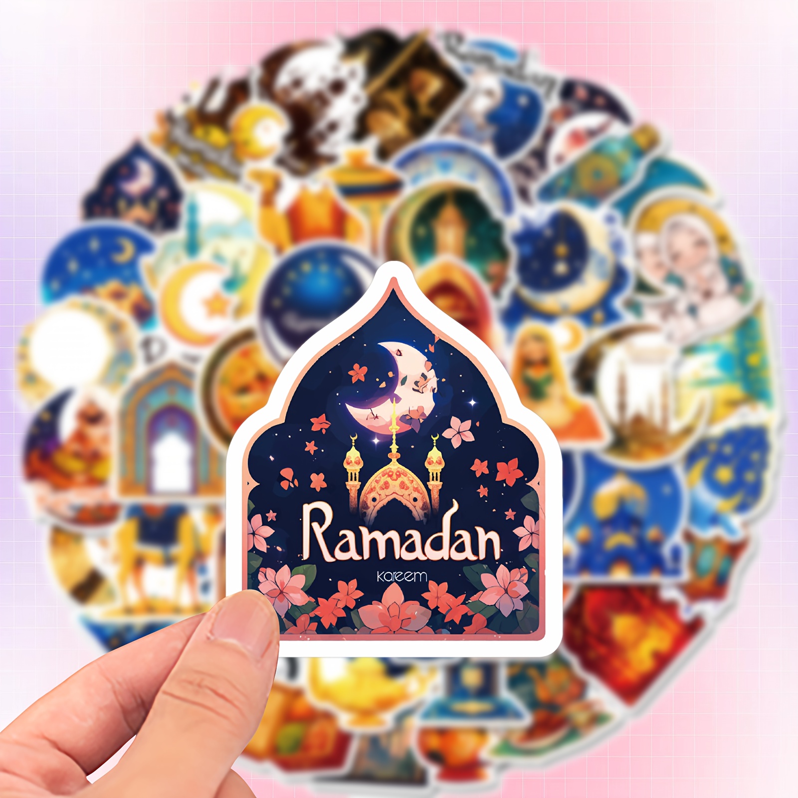 

50pcs Ramadan Vinyl Stickers - Reusable, For Phone Cases, Laptops, Water Bottles & More, Graffiti, Diary Decoration Stickers