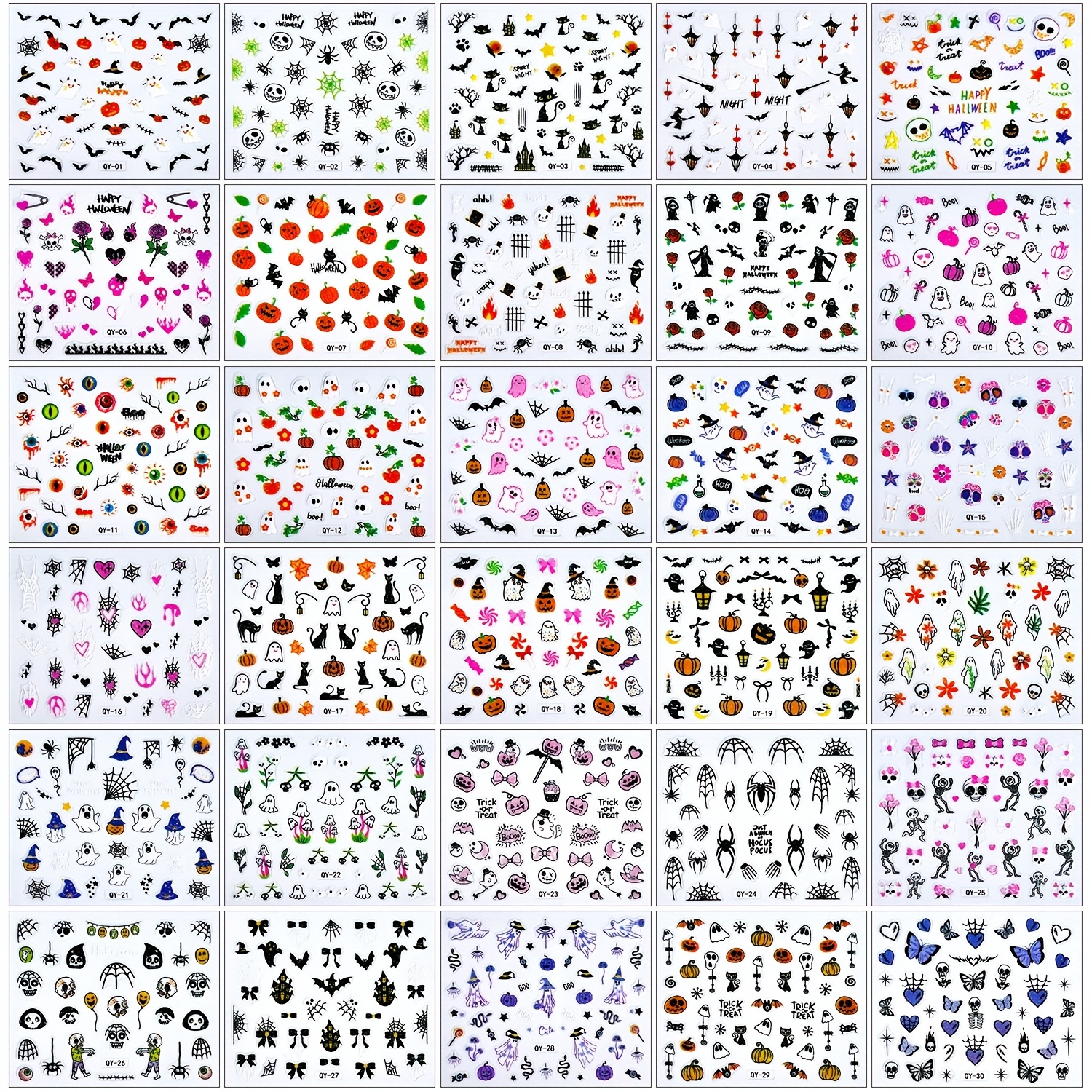 Halloween Nail Stickers, Pumpkin, Bat, And Pattern Nail Stickers, Halloween Holiday Nail Additions