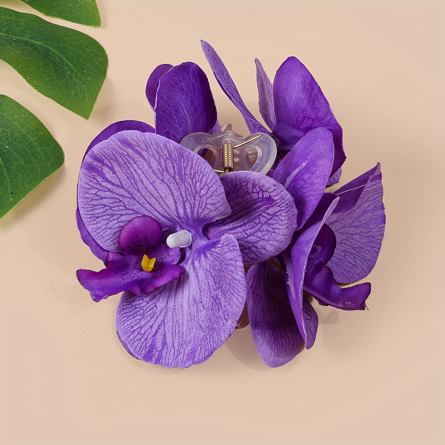 TEMU 1 Clip per capelli a forma di orchidea in tessuto, fermaglio per capelli in plastica, clip per capelli elegante a forma di e orchidea, accessori