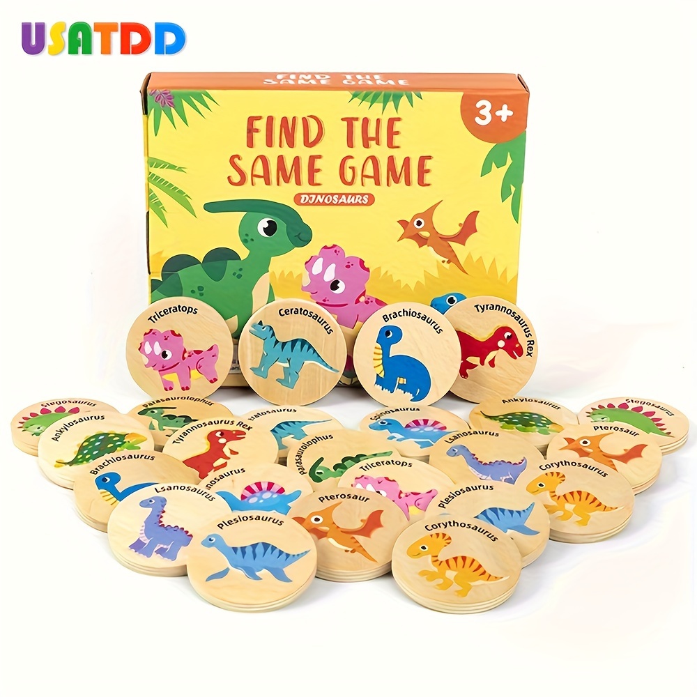 

Matching Game, Wooden Memory Matching Dinosaur Toy, Preschool Early Learning Educational Wooden Coins Match Board Game, Leaning Development Montessori Toy Christmas Gifts For Kids Boys Grils