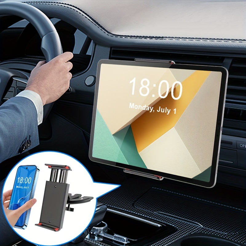 

Adjustable Car Cd Slot Mount Holder For Tablets And Smartphones, Abs Material, Universal Compatibility With 4-12 Inch Devices