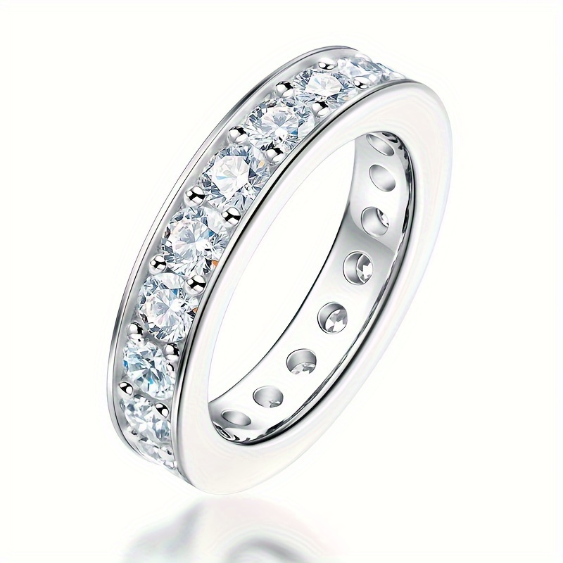 

Brillar-d- Vss1 High-quality Moissanite, Single-row Inlaid Sterling Silver Plated With 18k Gold Moissanite Classic Ring.