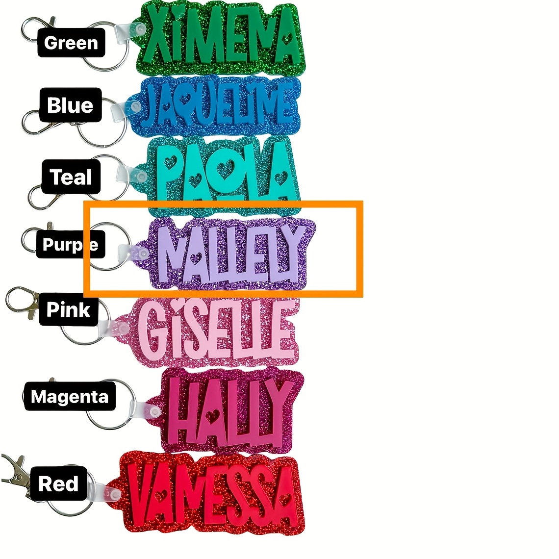 TEMU 1pc Dhqh 1pc Personalized Name/text Acrylic Keychain - Custom Letter/number, Glitter Lettering, , Cute Font Suitable For &, Valentine's Gift,