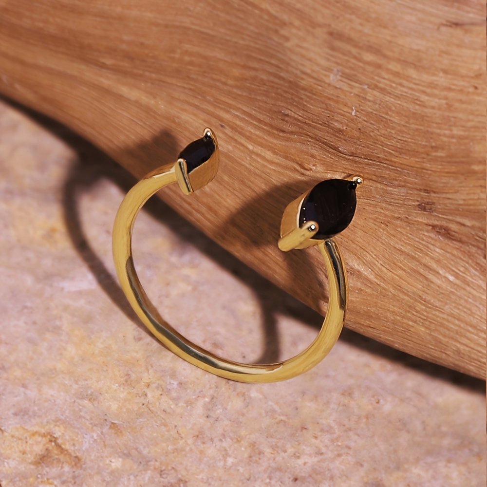 Natural Agate Open Ring Minimalist Retro Ring