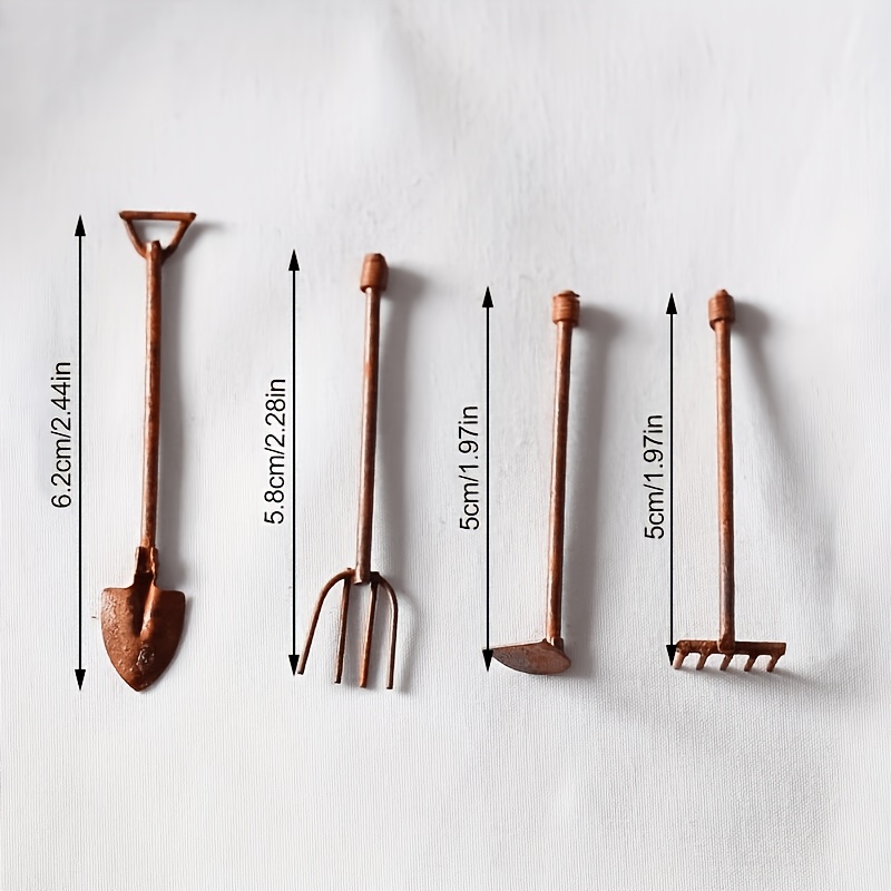 1:12 Mini 4pcs Tool Set For Scenery - Suitable For Gardens, Landscaping, And Decorative Ornaments