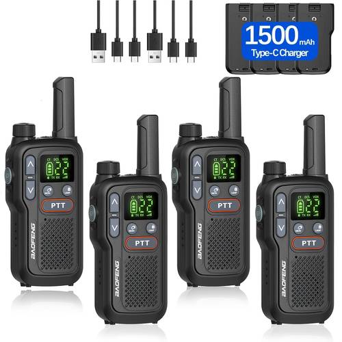 walkie talkies for adults with 22 frs channels lcd display vox function usb c li for hiking outdoor usb flashlight vox activation