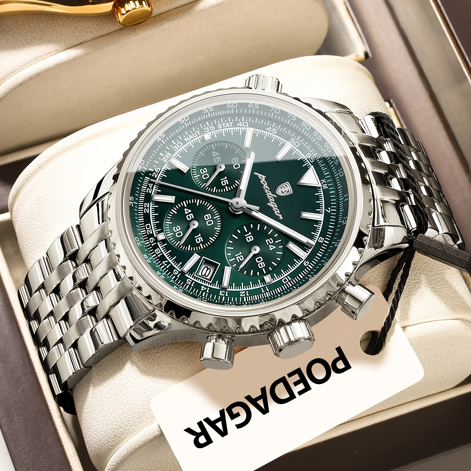 Image of Poedagar Luxury Exquisite Business Men Watch 3d Multi-functional Dial Waterproof Luminous Men Wristwatch Calendar Commuting Quartz Watch For Men