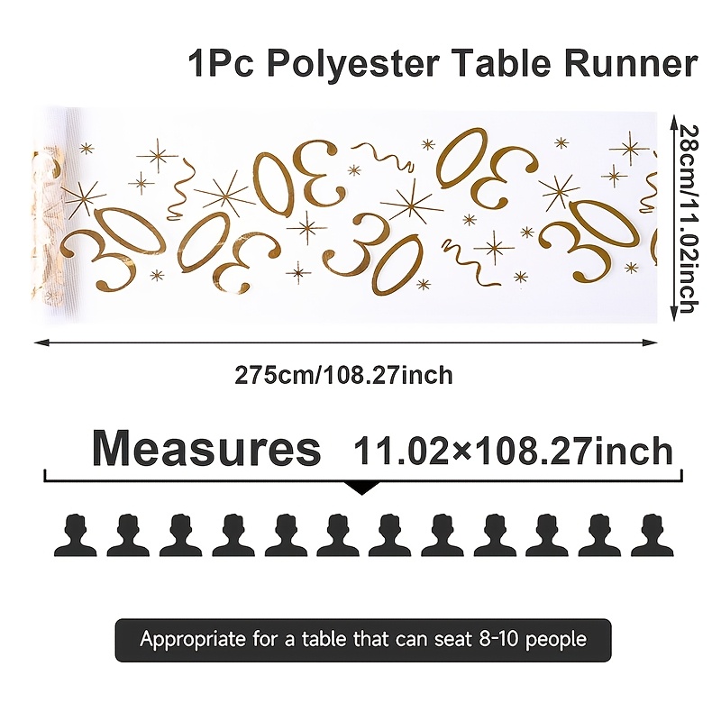 Image of Halloween, Chrismas, 1pc, Hot Stamping Mesh Table Banner, 30th Birthday Table Flag, 30th Birthday Celebration Decoration, Home Ambiance Decoration, Dining Table Decor, Birthday Party Supplies