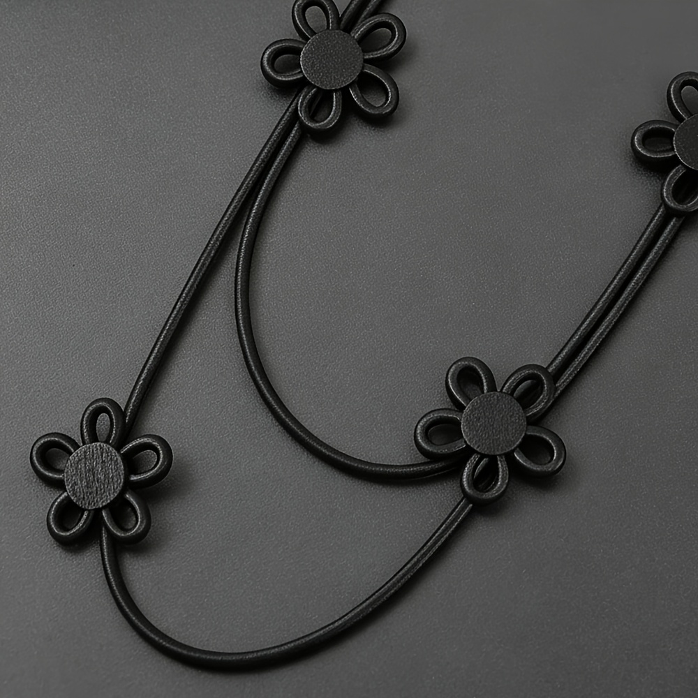 Bohemian Minimalist Black Floral Necklace, Elegant Gift