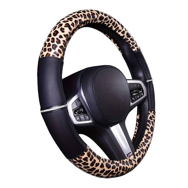 

Car Steering Wheel Cover Fashion Leopard Pattern Non-slip 38 Cm Wheel Covers Protection Pu For Most Cars