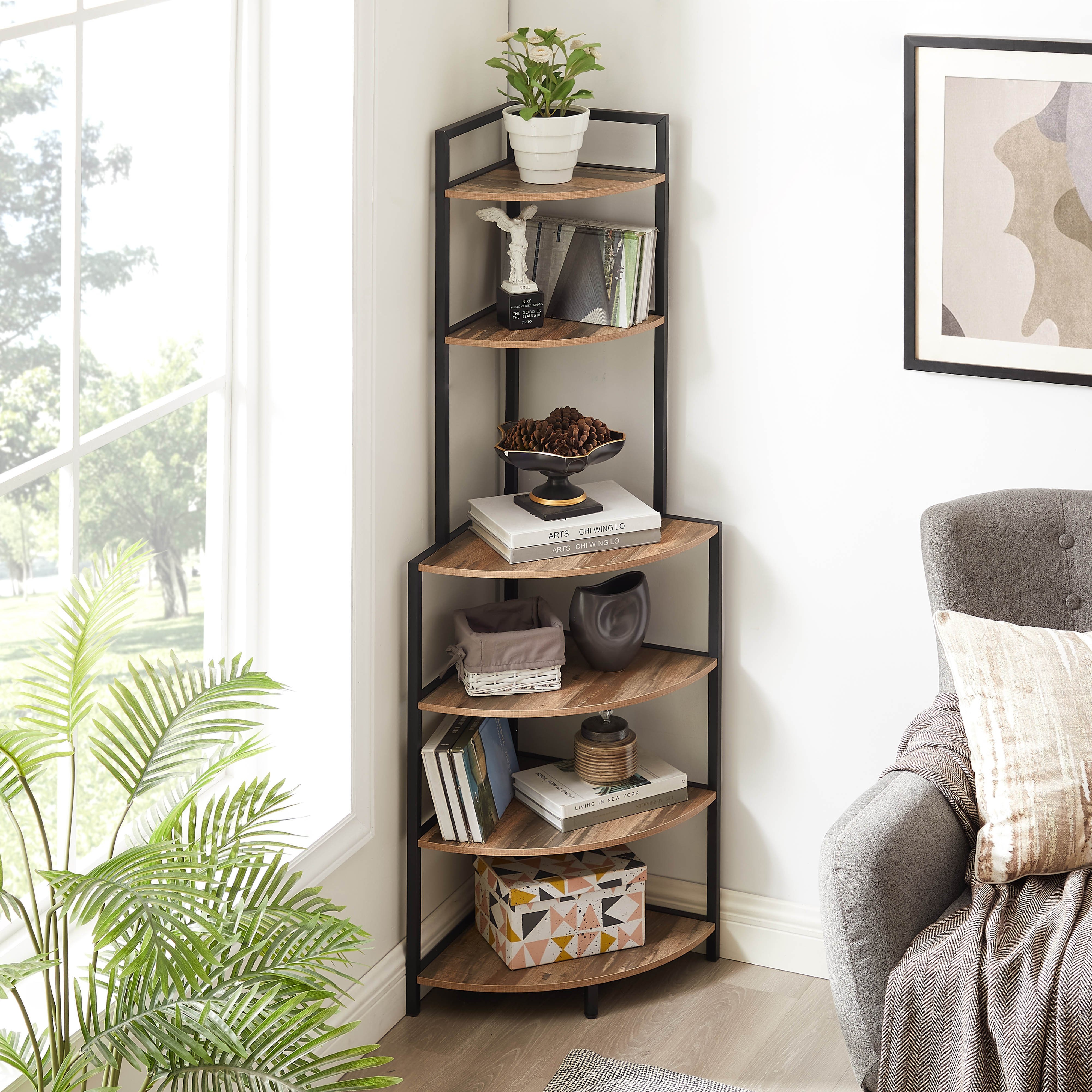6 tier corner open shelf modern bookcase wood rack - Temu 6 tier corner open shelf modern bookcase wood rack - Temu