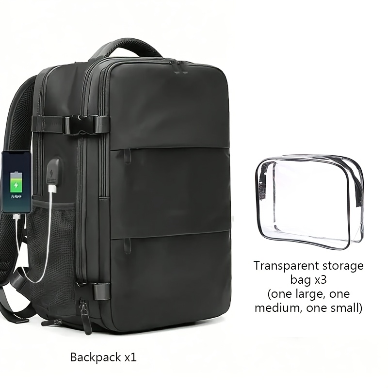 Comfortable Breathable Hiking , Multifunctional Travel Laptop Backpack, Outdoor Travel Bag With 3 Clear Toiletry Storage Bags, Essential Outdoor Gear