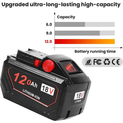 6 pcs 18v 12 0ah lithium ion replacement battery rechargeable compatible with cordless power tools battery models 48 11 1852 48 11 1850 48 11 1862 48 11 1