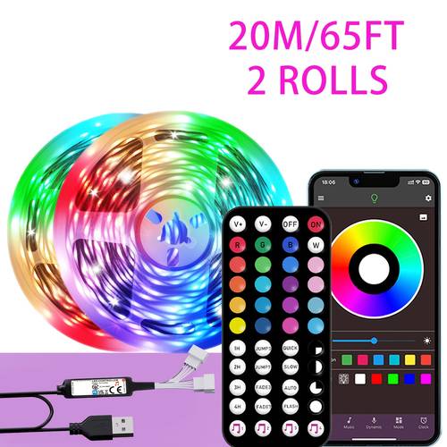 smart led strip light remote and app control bedroom rgb light with timer music sync for room decoration ceiling living room wedding halloween birthday party christmas decor