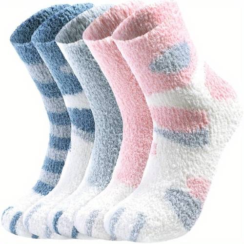 5 pairs womens winter thick warm soft fluffy cartoon cat claw tube socks floor home outdoor sports