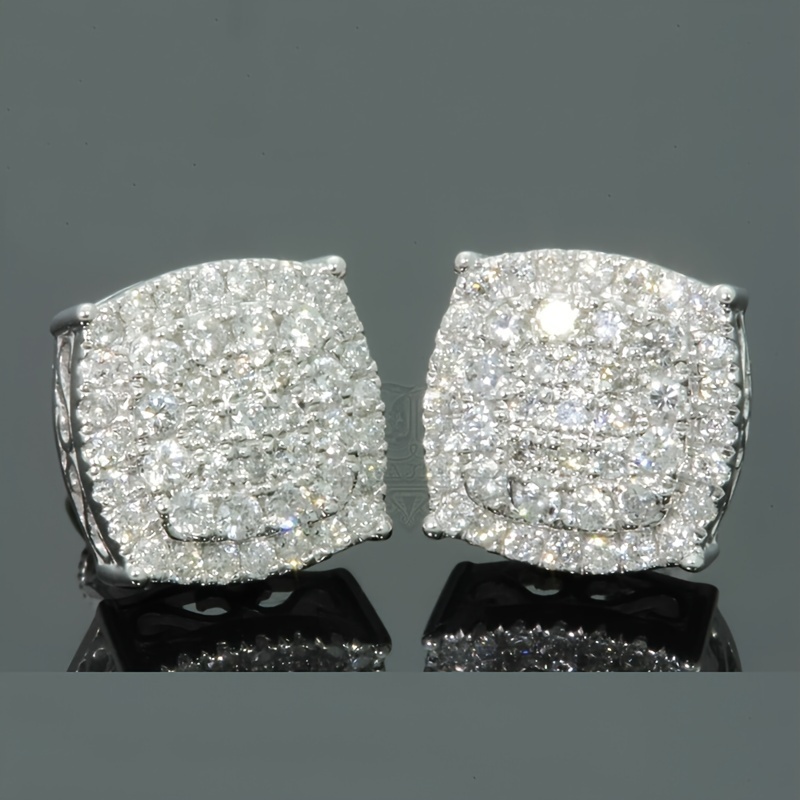 

1 Pair Of Simple Square Cubic Zirconia Fashion Earrings, The Gift Jewelry For Party Accessories For Men And Women