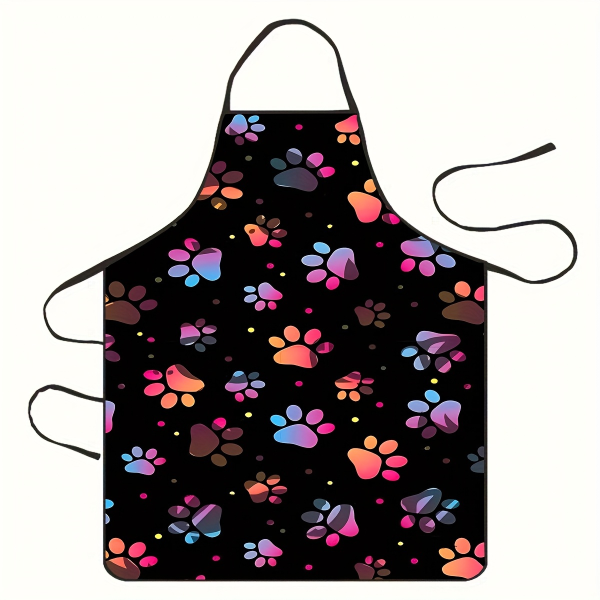 TEMU 1pc Apron - Black With Multicolor In Pink, Blue, Orange, Yellow, Brown, Purple, Teal - Durable Kitchen And Pet Grooming Apron - Easy To Clean,
