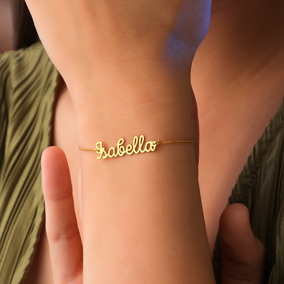 

Personalized Elegant Name Bracelet, Adjustable Stainless Steel 18k Golden Plated Custom Name Tag, Fashion Simple Women's Jewelry For