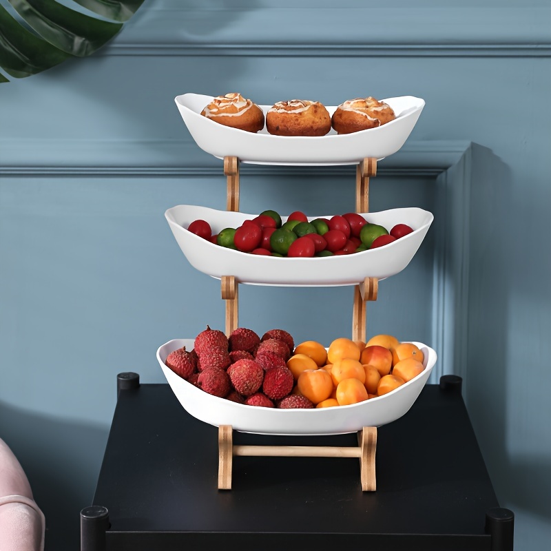 

Boho-chic Multi-tier Fruit & Snack Serving Tray - European Luxury With Bamboo Frame